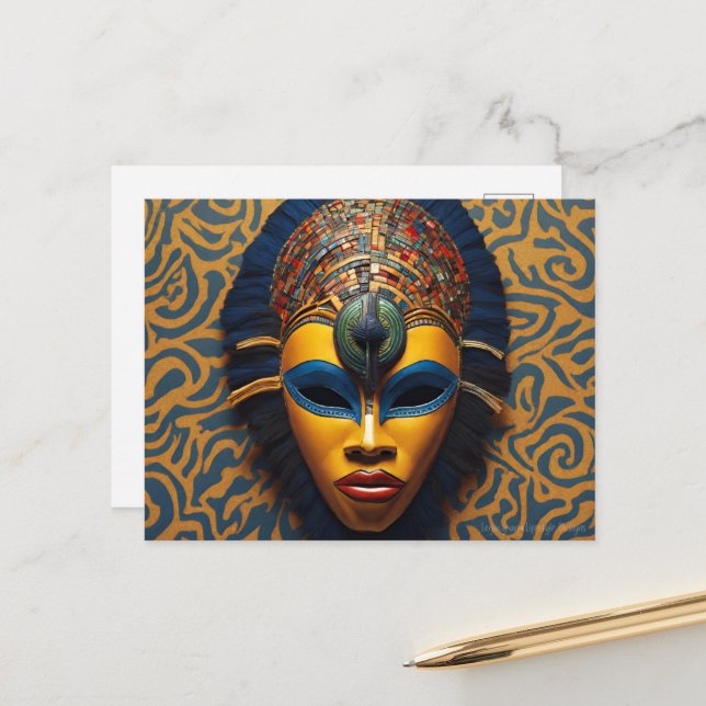 Afrikanische Maske Postkarte (Vorderseite/Rückseite Beispiel)