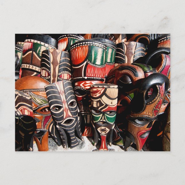 Afrikanische Maske Postkarte (Vorderseite)