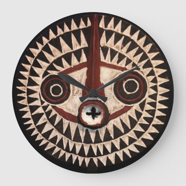 Afrikanische Maske rund um die Uhr - Stammesdekor (Vorderseite)
