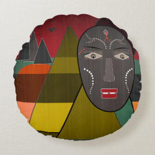 Afrikanische Maske Rundes Kissen