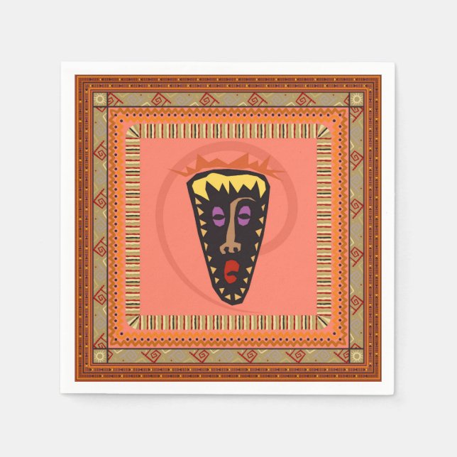 Afrikanische Maske Serviette (Vorderseite)