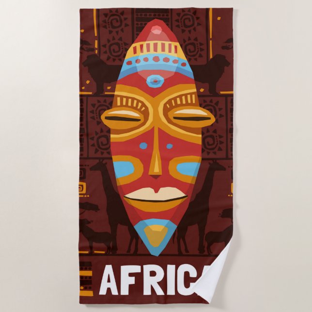 Afrikanische Maske Strandtuch (Vorderseite)
