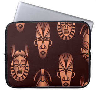 Afrikanische Masken, dunkler Hintergrund Laptopschutzhülle