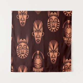 Afrikanische Masken, dunkler Hintergrund Wandteppich