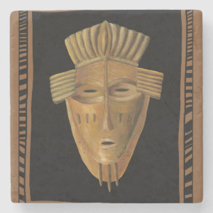Afrikanische Masken-Malerei von Chariklia Zarris Steinuntersetzer