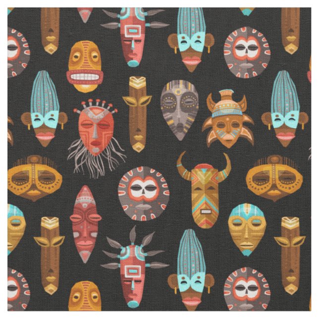 Afrikanische Masken Stoff (Nahaufnahme)