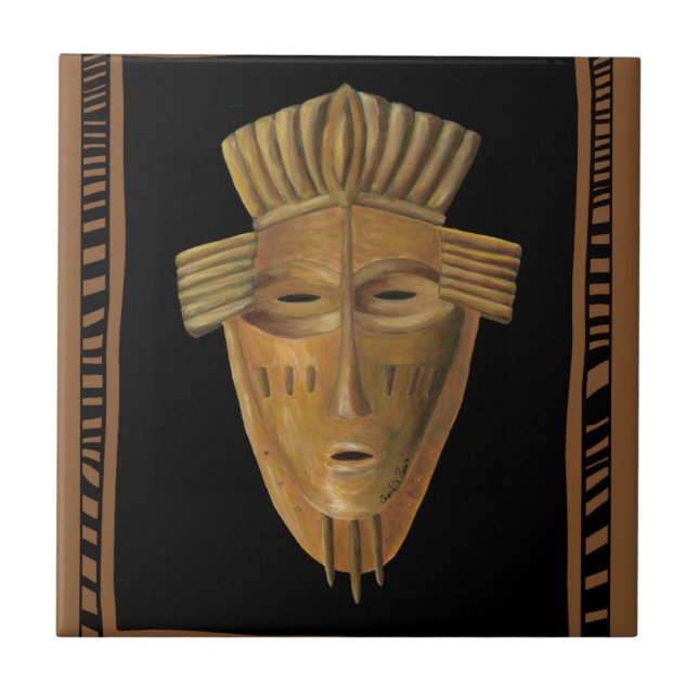 Afrikanische Maskenmalerei von Chariklia Zarris Fliese (Vorderseite)