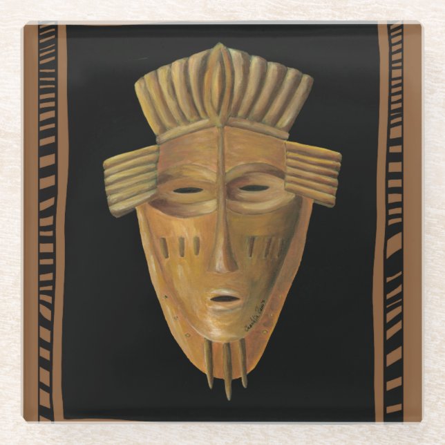 Afrikanische Maskenmalerei von Chariklia Zarris Glasuntersetzer (Vorderseite)