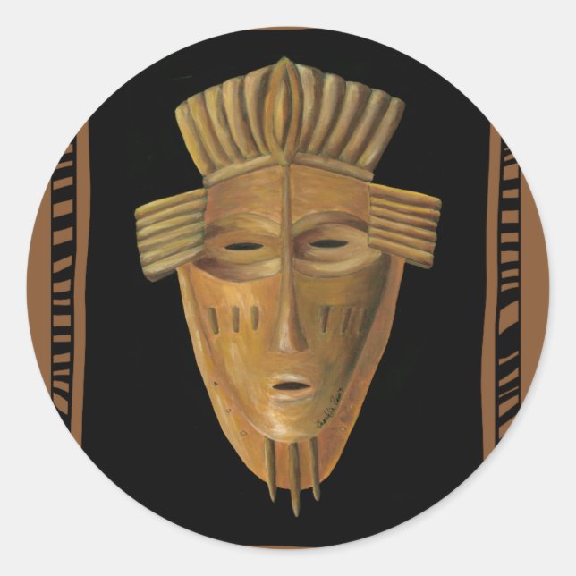 Afrikanische Maskenmalerei von Chariklia Zarris Runder Aufkleber (Vorderseite)