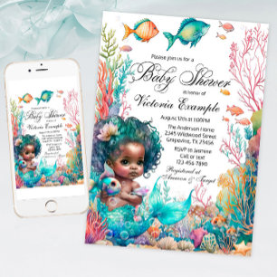 Afrikanische Meerjungfrau-Baby-Party Einladung
