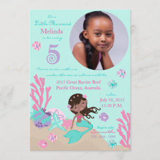 Afrikanische Mermaid Fünfter Geburtstag Einladung