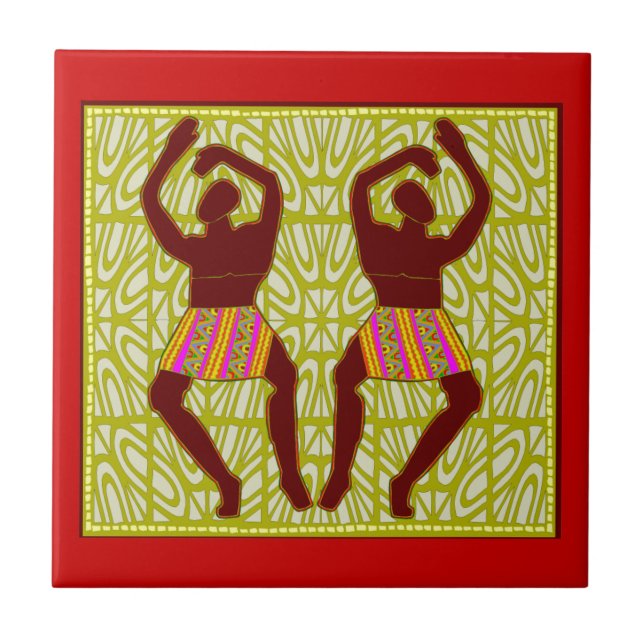 Afrikanische Motiv-Keramik-Fliesen Fliese (Vorderseite)