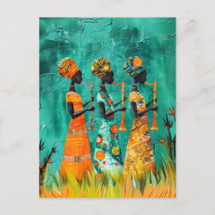 Afrikanische Musiker in traditionellem Kleid Postkarte