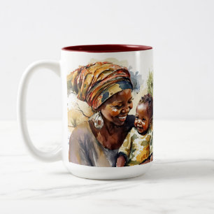 Afrikanische Mutter und Baby-Tasse Zweifarbige Tasse
