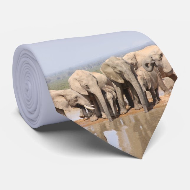 Afrikanische Naturfotografie Elephant Social Krawatte (Gerollt)