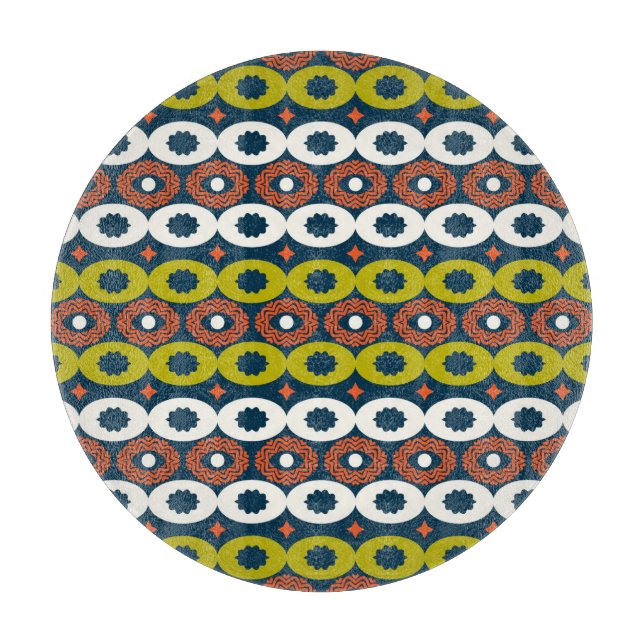 Afrikanische Ovalformen: farbenfroh, nahtlos. Schneidebrett (Vorderseite)