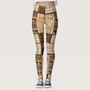Afrikanische Patchwork-Elefanten: Ziertextur Leggings