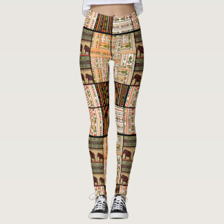 Afrikanische Patchwork-Elefanten: Ziertextur Leggings