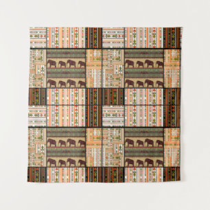 Afrikanische Patchwork-Elefanten: Ziertextur Wandteppich