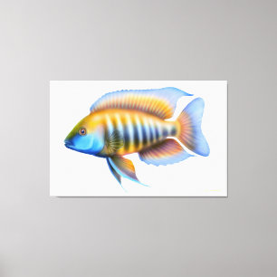 Afrikanische Pfaucichlid-Fisch-eingewickelte Leinwanddruck