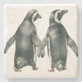 Afrikanische Pinguin-Paare Steinuntersetzer