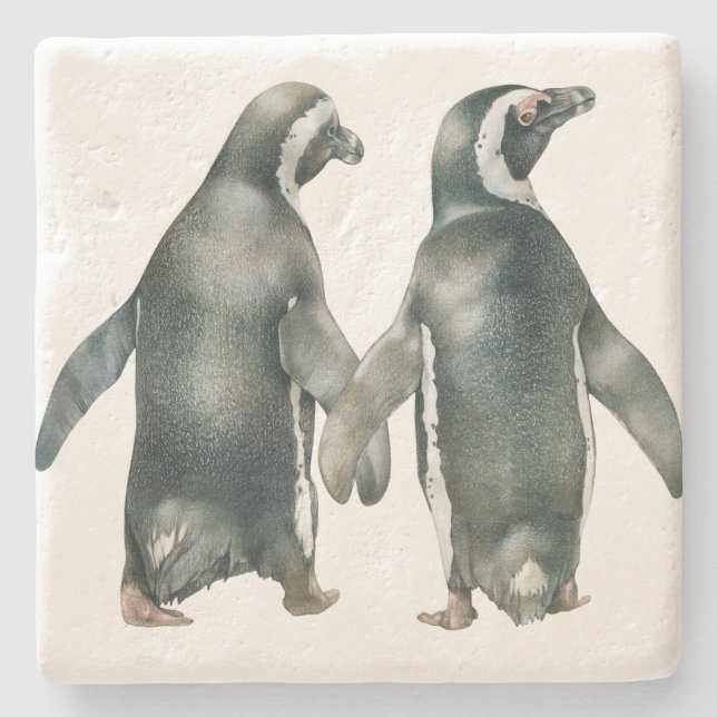 Afrikanische Pinguin-Paare Steinuntersetzer (Vorderseite)