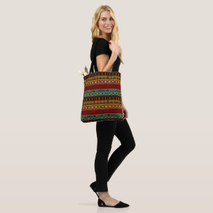 Afrikanische Print Browns/gelbe Leinenläden Lebens Tasche