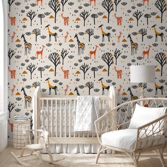 Afrikanische Print-Giraffen Tapete (Kinder)