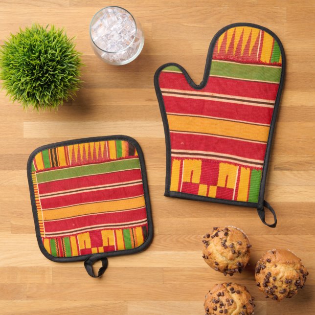 afrikanische Print Ofenhandschuh & Topflappen-Set (Oben Unten)
