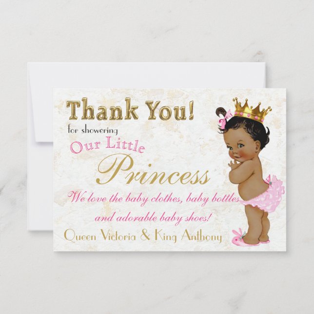 Afrikanische Prinzessin Elegante Pink|Gold Dankesc Dankeskarte (Rückseite)