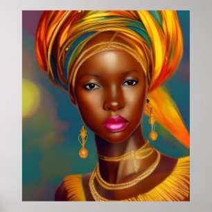 Afrikanische Prinzessin Frau 2 Goldschmuck Poster