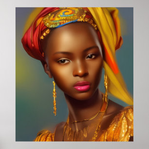 Afrikanische Prinzessin Frau 6 Goldschmuck Poster