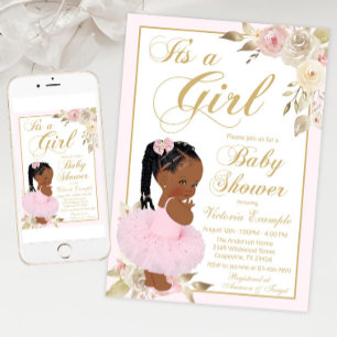 Afrikanische Prinzessin im Tutu Baby Shower Einladung