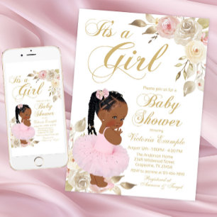 Afrikanische Prinzessin im Tutu Baby Shower in Ros Einladung
