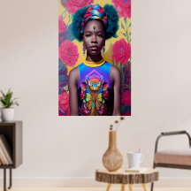 Afrikanische Prinzessin mit blauem Haar