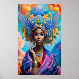 Afrikanische Prinzessin mit Flügeln im Haar Poster