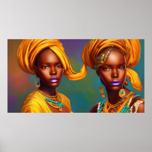 Afrikanische Prinzessinnen Frauen Goldschmuck Poster
