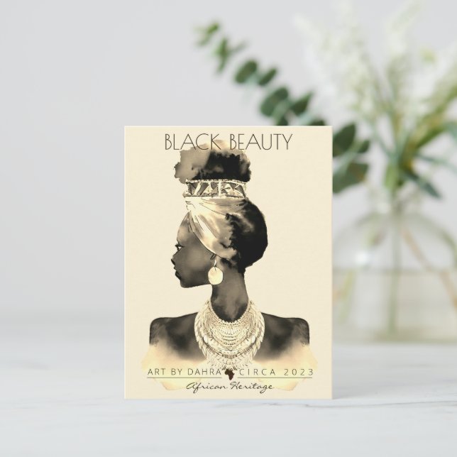 AFRIKANISCHE QUEEN HEAD WRAP NATURAL HAAR POSTKARTE (Stehend Vorderseite)