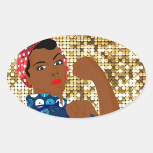 afrikanische Rosie the Riveter Ovaler Aufkleber