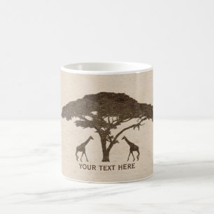 Afrikanische Safari-Giraffen und Baum-Dschungel-Zo Kaffeetasse