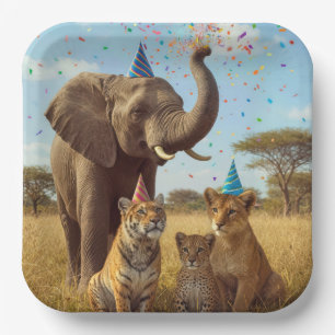 Afrikanische Safari-Party-Tiere mit Konfetti Pappteller