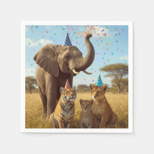 Afrikanische Safari-Partytiere mit Konfetti Serviette