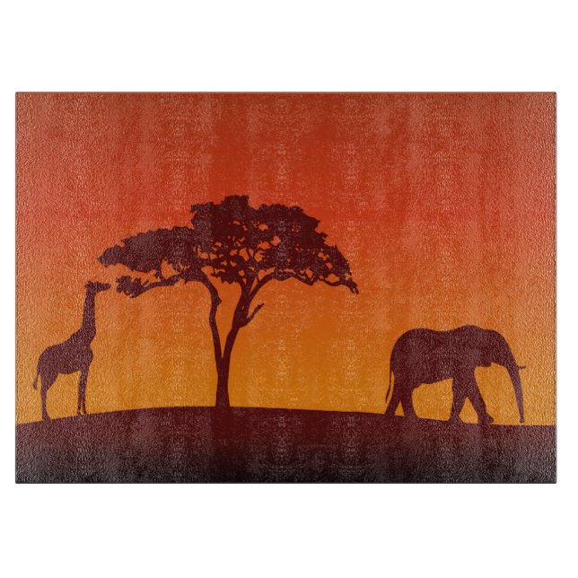 Afrikanische Safari-Silhouette - Ausschnitt-Brett Schneidebrett (Vorderseite)