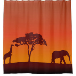 Afrikanische Safari-Silhouette - Duschvorhang