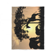 Afrikanische Safari-Silhouette-Fleece-Decke