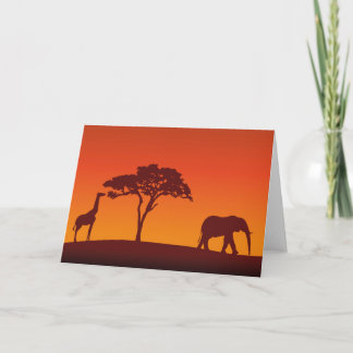 Afrikanische Safari-Silhouette - Gruß-Karte Karte