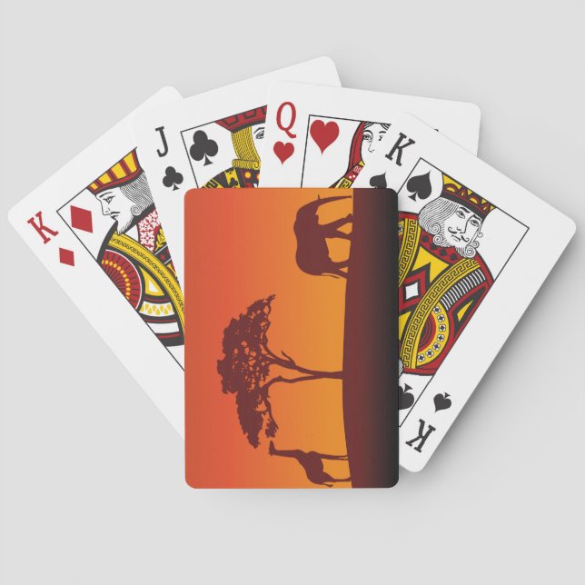 Afrikanische Safari-Silhouette - Kartensatz Spielkarten (Rückseite)