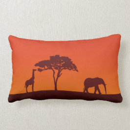 Afrikanische Safari-Silhouette - lumbales Kissen