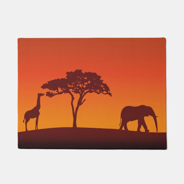 Afrikanische Safari-Silhouette - Tür-Matte Fußmatte (Vorderseite)