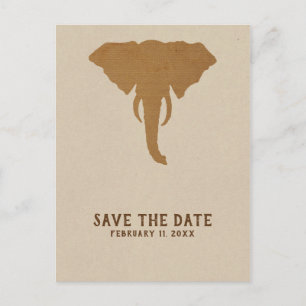 Afrikanische Safari Vintage Elefant Hochzeitseinla Ankündigungspostkarte